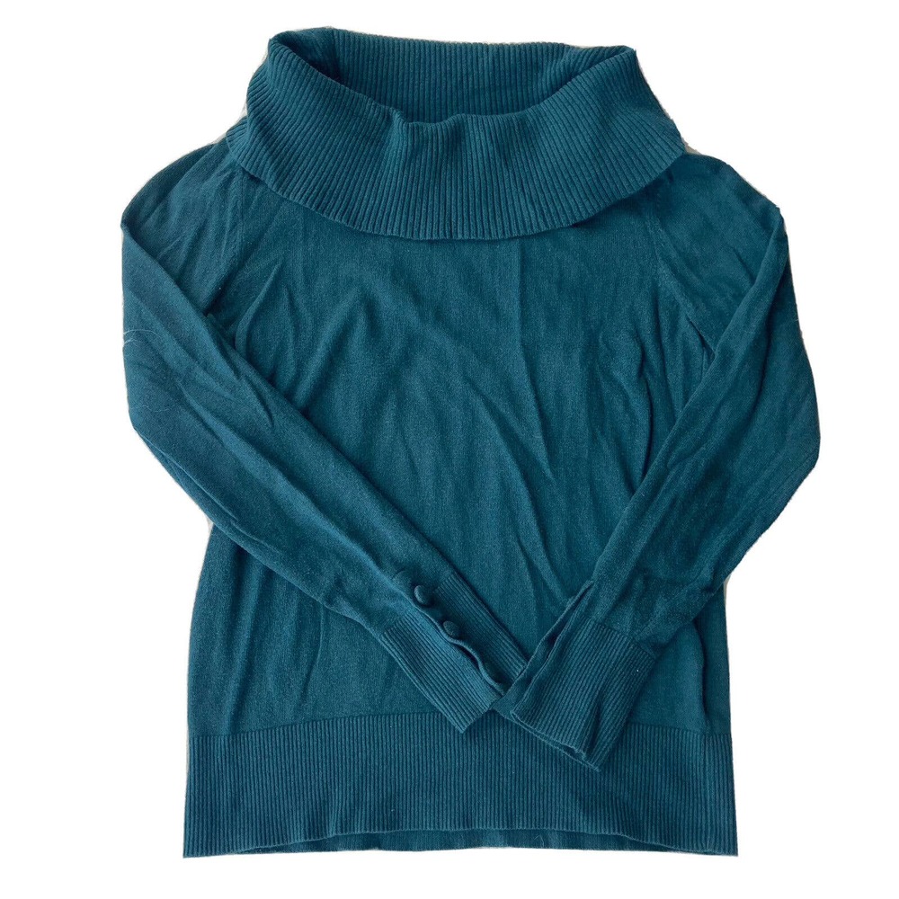 Banana Republic Sweater Sz S Long Sleeve Womens Teal Rabbit Hair Blend Cowl Neck